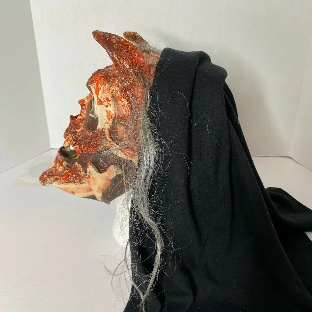 Zagone Studios Latex Face Mask with Attached Hood Satanic Skull  Halloween - Picture 3 of 7
